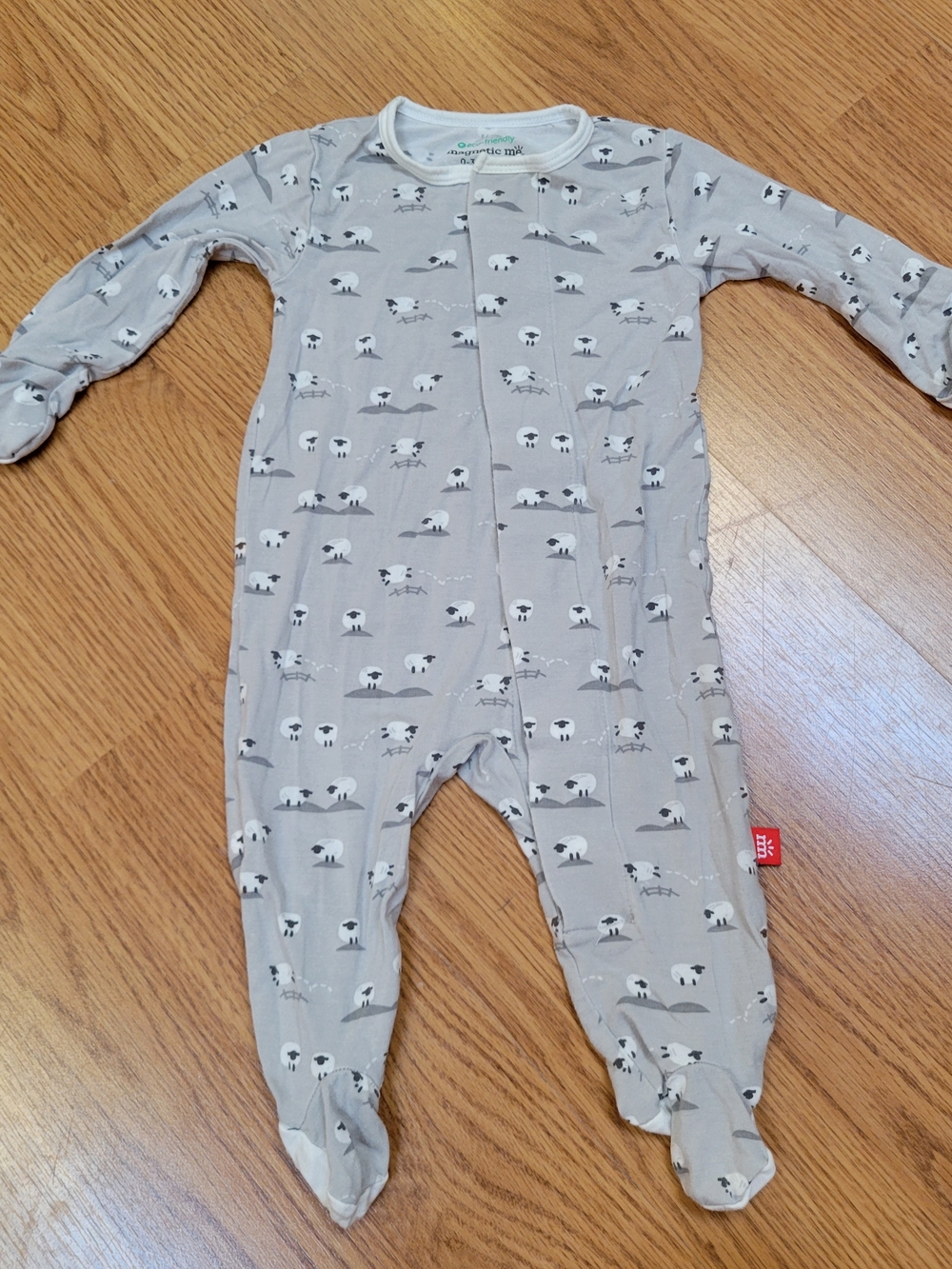 Magnetic Me Gray Sheep Print Footed One-Piece